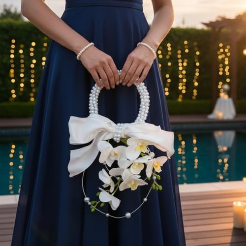 Bouquet de mariée cascade d'orchidées phalaenopsis et perles - 8