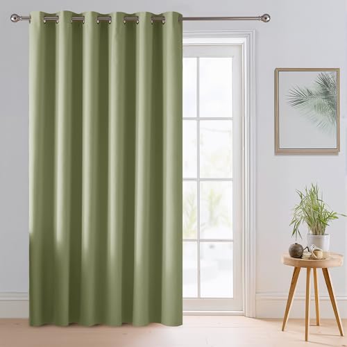 Image of RYB HOME Blackout Thermal Insulated Curtains, Portable Curtain for Sliding Glass Door /Storage /Space Room Divider, Large Window Treatment Room Divider Panel, W80 x L84, Green, 1 Panel