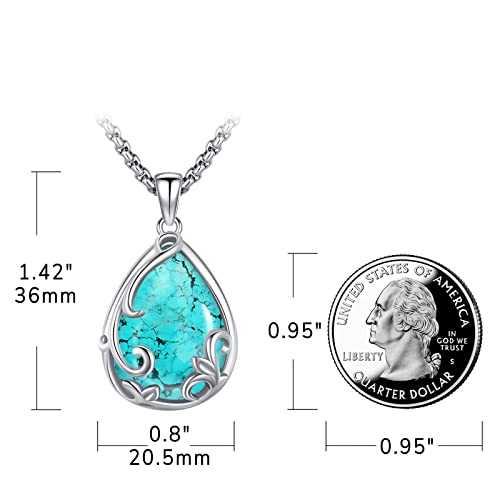 Turquoise Jewelry for Women Men 925 Sterling Silver Pendant Urn Necklaces for Ashes Picture Locket Necklace Thor Hammer Yggdrasil Virgen De Guadalupe St Michael Christopher Judas Witches Knot Necklace4
