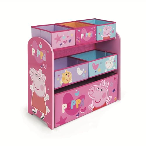 ARDITEX - Organisateur en Bois avec 6 bacs en Tissu à l’effigie de Peppa Pig - 62x30x60 cm - Couleur Rose - Parfait pour Ranger Les Jouets dans Une...