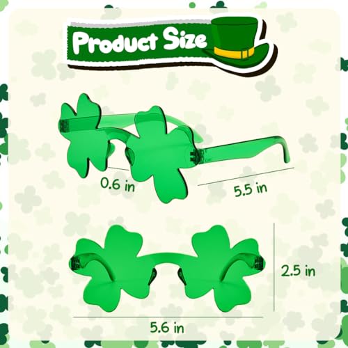 LUKBERA 12Pcs St. Patrick's Day Shamrock Sunglasses, Irish Green Clover Glasses for Adults Kids Saint Patrick’s Day Party Favor Decoration Accessories3