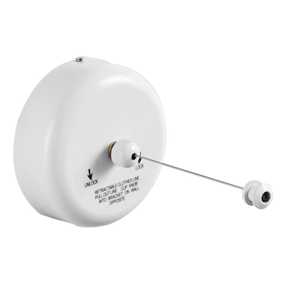 BESy Retractable Clothesline SUS304 Stainless Steel Clothes Dryer with Adjustable Stainless Steel Rope String Hotel Style Heavy Duty,9.2 Feets,White Finish, Round Style