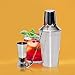 Bar Set By Bezrat – Stainless Steel Barware Accessories - Cocktail Kit for Parties & Fun – 6 Piece Bartender Set with Cocktail Shaker, Double Jigger, Ice Tongs, Wine Chiller, Ice Bucket & Mixing Spoon