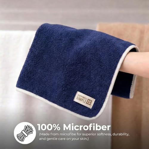 Image of LINEAR Microfiber Hand Towels /Small Size Towel /Face Towel /Towel for Men, Women & Babies /Ultra Soft, Absorbent & Quick Dry Towels for Gym, Travel 500 GSM (Blue-2)