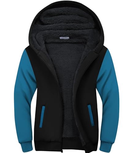 Image of SWISSWELL Men Zip Up Hoodies Sherpa Lined Jacket Heavyweight Fleece Sweatshirt Winter Warm Hooded Coat