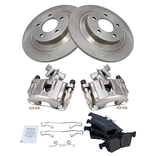 Image of TRQ Rear Brake Pad and Rotor Set Ceramic Solid Rotors Calipers Compatible with 2007-2008 Mazda 5