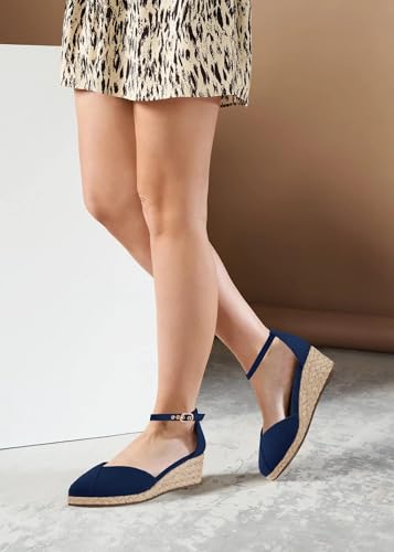 Image of Juliet Holy Womens Espadrilles Sandals Closed Toe Platform Ankle Strap Casual Summer Wedges