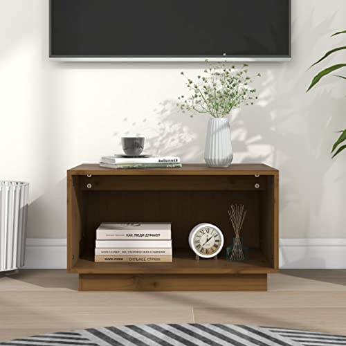 ZQQLVOO Meuble TV marron miel - Table basse - Table console avec tiroirs - 60 x 35 x 35 cm - En pin massif