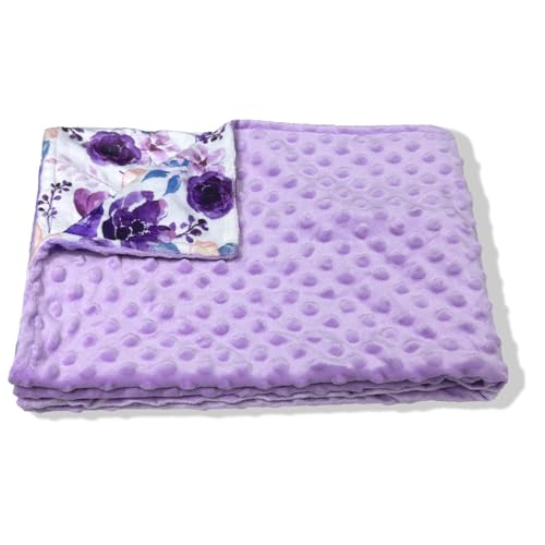 Image of Soft Plush Baby Blankets for Girls with Print Floral Pattern and Soothing Raised Dots, Double Layer Bed Throws for Baby Infant Toddler Nursery Crib,Purple, 30x40 Inches (Purple)