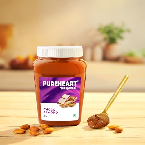 Image of Pureheart Choco Almond Nut Spread (200 gm) Delicious, Smooth and Creamy Snack, Nutty Chocolate Almond Spread for Breakfast