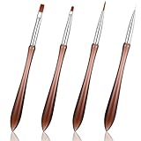 XLIUAX 4 Pack Nail Art Brushes, Nail Design Brush Nails Art Brushes for Gel Polish Nails Drawing Pen Home Diy Manicure Dotting Pen Painting Salon Home Round Flat Brush Tools