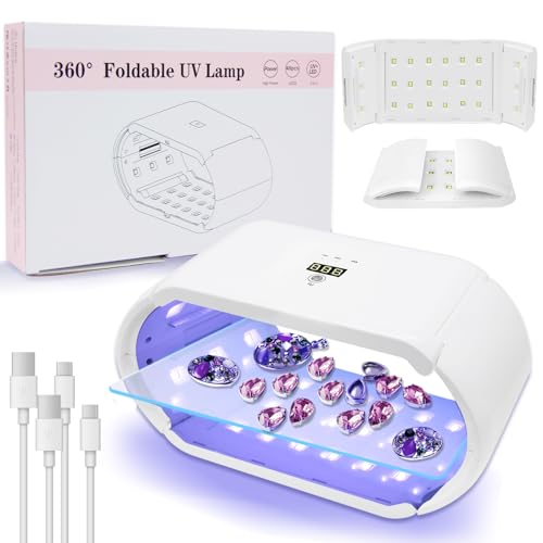 Amlope Lámpara de Resina UV de Doble Cara Lámparas de Curado de Resina Lámparas UV de 48W para Curado Rápido con Pantalla LED Lámpara para Bricolaje, Moldes