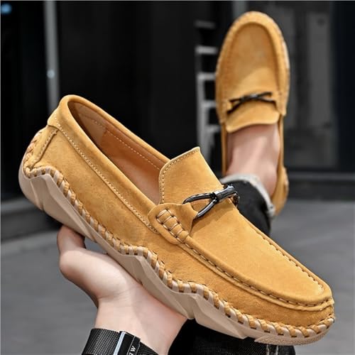 Mens Loafers Round Toe Solid Color Suede Lightweight Flexible Slip Resistant Classic Party Slip-on3