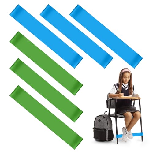 6 Piezas Bandas Latex Natural Autismo, Bandas Elásticas Sillas para Pies Inquietos Niños, Bandas de Ejercicio para Niños Activos con TDAH Autismo Hiperactividad, Fitness Yoga Culturismo Pilates