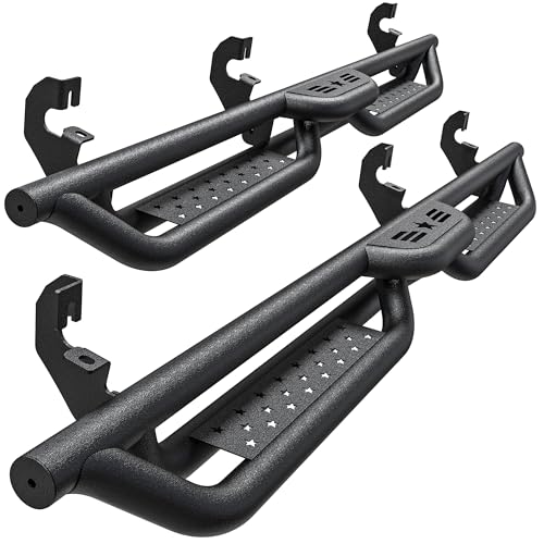 Running Boards Compatible with Chevy Colorado/GMC Canyon 2015-2026 Crew Cab 6 2-Stairs Side Step Rails Coated Black Carbon Steel Nerf Bars