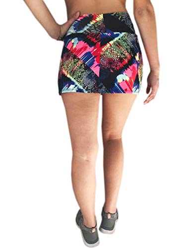 KIT 2 Shorts Saia Plus Size Suplex Cós Alto Estampada ou Lisa PRETO -25A G3