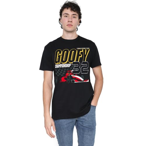 T-Shirt Disney Goofy Racing Monaco Noir Coupe Ample Contre la Chaleur