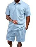 LINENNMAIN Men's 2 Pieces Outfits Casual Polo Shirt and Shorts Set Collar Athletic Jogging Summer Tracksuit