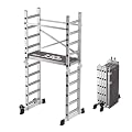 APARECIUM Aluminum Scaffolding, Foldable Scaffolding Ladder, Multipurpose Rolling Scaffolding Work Platform, Scaffold Tower, Ladder Stool Work Bench, Adjustable Work Platform, 330 Lbs Duty Rate