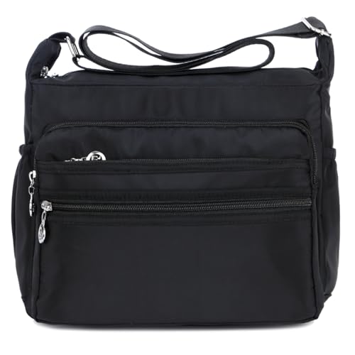 Waterproof Polyester Crossbody Bag for Women, Multi-Pocket Lightweight Shoulder Purse, Large & Medium Sizes for Travel
