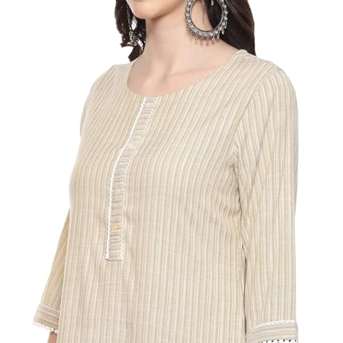 Image of BIBA Women Voile Straight Kurta Palazzo Suit Set