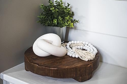 Esha Aesthetic Room Decor Wood Bead Garland – 2 Piece White Wood Chain Link Boho Decor with Decorative Beads Home Decor – Handcrafted Objects Shelf Decor Accents for Bedroom, Shelf, Entryway