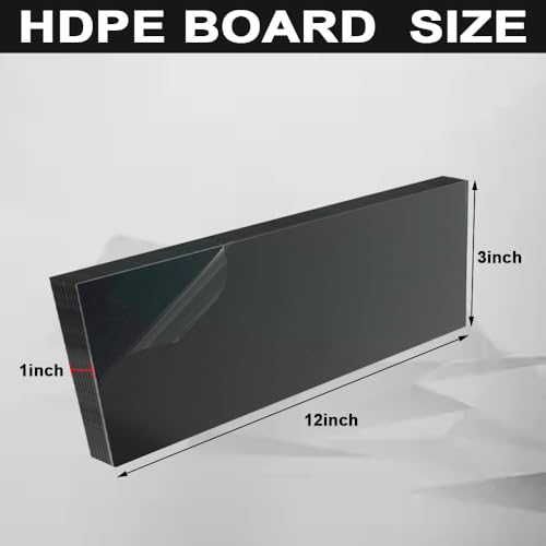 Image of High-Density Polyethylene (HDPE) Plastic Sheet 1 inch Thick 4 inch X 12 inch- Black HDPE Sheet,for Machining, Home Improvements, DIY Projects, Engineering,High-Density Polyethylene Plastic Block (Pack of 1)