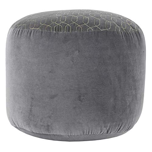 Eyes of India - 17 X 12 Small Green Patchwork Round Ottoman Pouf Pouffe Cover Floor Seating Boho Chic Bohemian Accent Indian Handmade