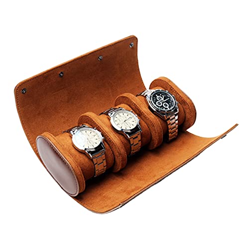 3 Slots Uhrenbox, Retro Pu Leder Uhren Uhrenrollen Reisetasche, Tragbar Uhren Rollenorganisator, Uhren Aufbewahrungsbox für Reisen, Aufbewahrung und Anzeige Cover