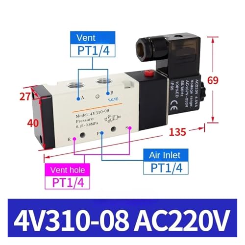 Bobine pneumatique 4V110 DC24V à inversion rapide pour vanne 4V310 - 3