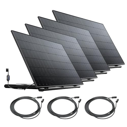 4 Stations Solaires 1740W – Kit Plug & Play – Micro-onduleurs & Pieds Prémontés + Prise Intelligente + 3 Câbles – Suivi Application
