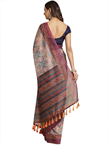 Image of Amazon Brand - Anarva Women's Kalamkari Saree With Blouse Piece