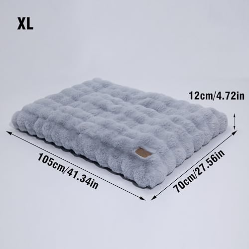 BingoPaw Hundebett Grosse Hunde waschbar: XL Hundekissen flauschig Hundematte für Hunde, Hundematratze wasserdicht abnehmbar rutschfest, beruhigendes Haustierbett, Grau, 105x70x12 cm
