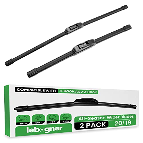 lebogner Wiper Blades 20 Inch + 19 Inch Pack of 2 All-Seasons Automotive Replacement Windshield Wiper Blades For My Car, Stable And Quiet Silicone Beam Blade Compatible With U/J Hook, Easy To Install
