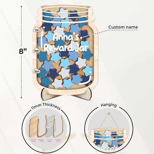 Image of Personalized Star Magnetic Reward Jar for Kids, Potty Training Reward System with Colorful Star Tokens, Good Behavior Chart, Teacher Classroom Management Tool, Back to School Gift for Boys & Girls