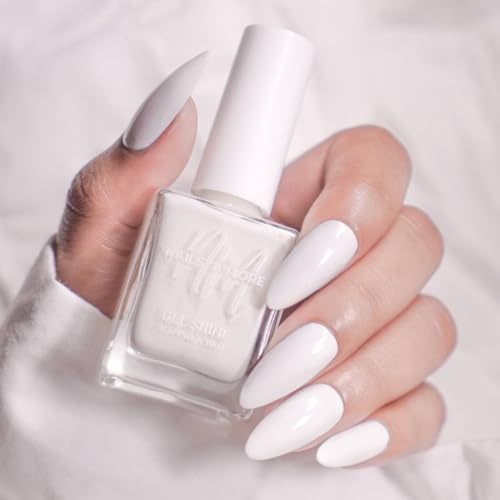 Image of Nails & More White Nail Polish, Argan Oil-Infused Gel Shine, Glossy White Nails, Clean & Elegant Look | 10ml