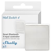 Shelly BLU Wall Switch 4 Stand-Alone - Bluetooth-Schalter, Кeine Verkabelung Еrforderlich, Beleuchtung, Multi-Klick, Starke Verschlüsselung, Alexa & Google Home, Bluetooth Gateway Erforderlich