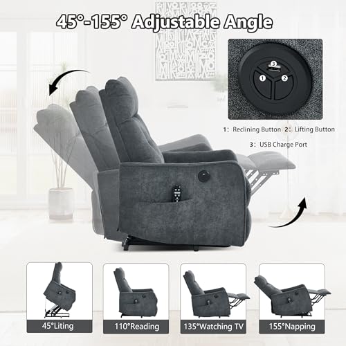 Sillón Plegable Chenilla Gris Oscuro miniatura 4