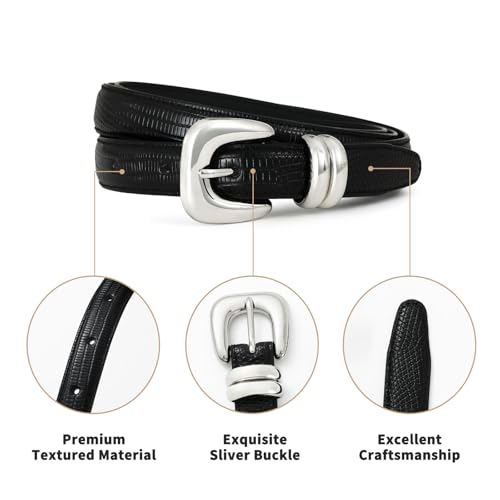 Black Belt with Silver Buckle Women Leather Belts for Women Belts for Jeans Dresses4