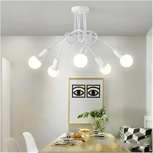 Plafonnier LED blanc E27 en fer forgé moderne LWX pour luminaire de salon