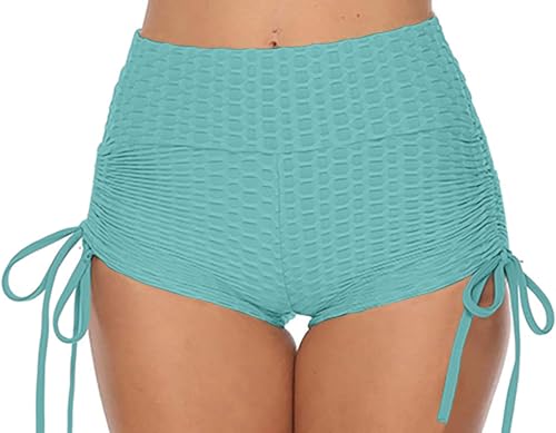 Image of Shasmi Women's Workout Yoga Shorts, High Waisted Drawstring Scrunch Booty Shorts Ruched Butt Lift Athletic Running Tights (Shorty 76)