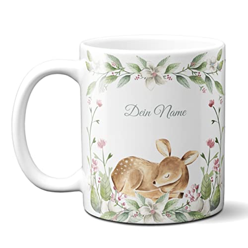 online-hut-Tasse - Kaffeebecher - Kaffeetasse - Lieblingstasse - Kindertasse - Reh - Rehkitz - personalisiert - Dein Name - Geschenkidee LT-12 Cover