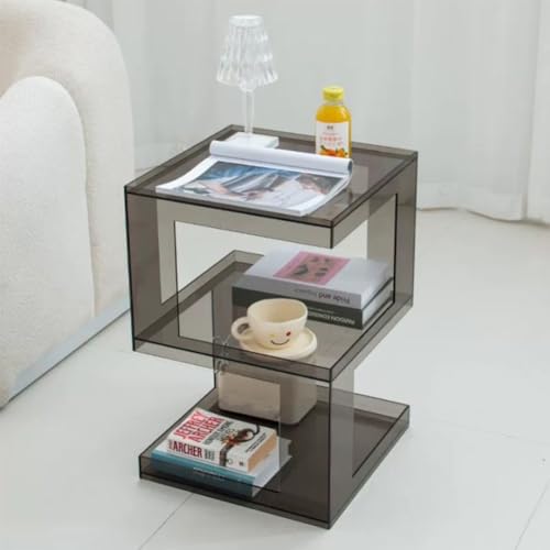 3-Tier Acrylic End Table - Stylish Small Side Table with Storage for Living Room & Bedroom, Modern Clear Accent Furniture for Space Saving & Organization