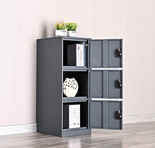MECOLOR FURNITURE Digital Lock Metal Locker Organizer with Padlock and Shelf Small Size for Gym (P3V, Dark Grey)