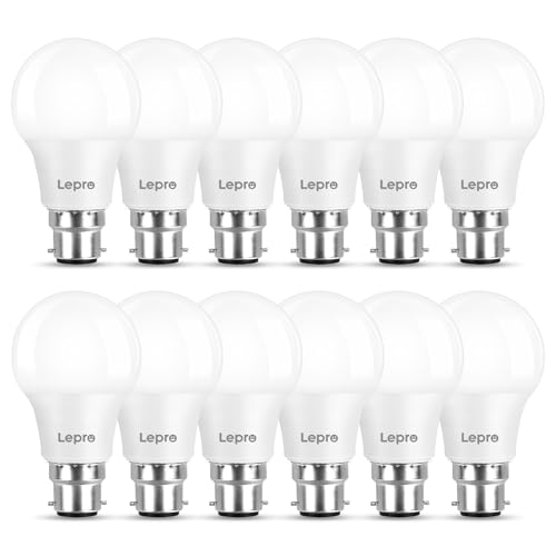 Lepro Bayonet Light Bulbs 60W Equivalent, Warm White 2700K, 8.5W 806lm LED Bayonet Bulb, B22 LED Bulbs, BC GLS Energy Saving Lightbulbs Bayonet, Non-dimmable, Pack of 12