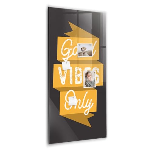 Tablón de Anuncios Magnético 60x120 cm de Cristal Templado y Placa de Acero para Pared