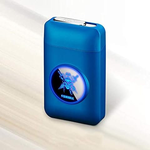 LED Graphic Cigarette Case & Lighter Cigarette Holder Electric Creative Plasma Arc USB Lighter and Cigarette Box Human Skeleton Cover