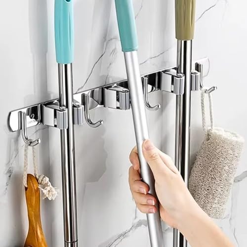 Suporte Porta Vassoura e Rodo Inox - Organização 7 em 1, Durável ...