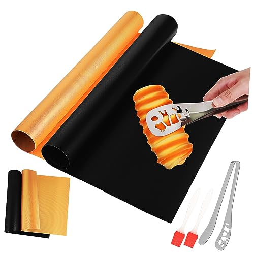 HEMOTON 1 Set BBQ Cooking Mat Set Grill Mat for Gas Grill Stainless Steel