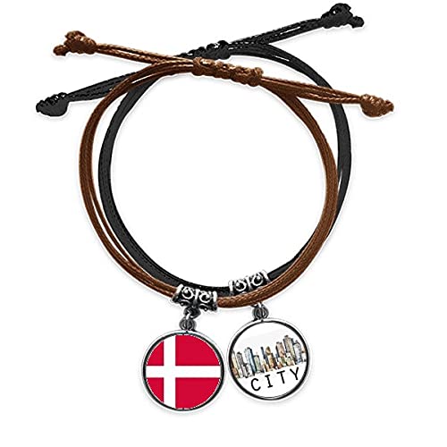 Bracelet Danemark en cuir et corde tressée main, le cadeau idéal pour voyageur